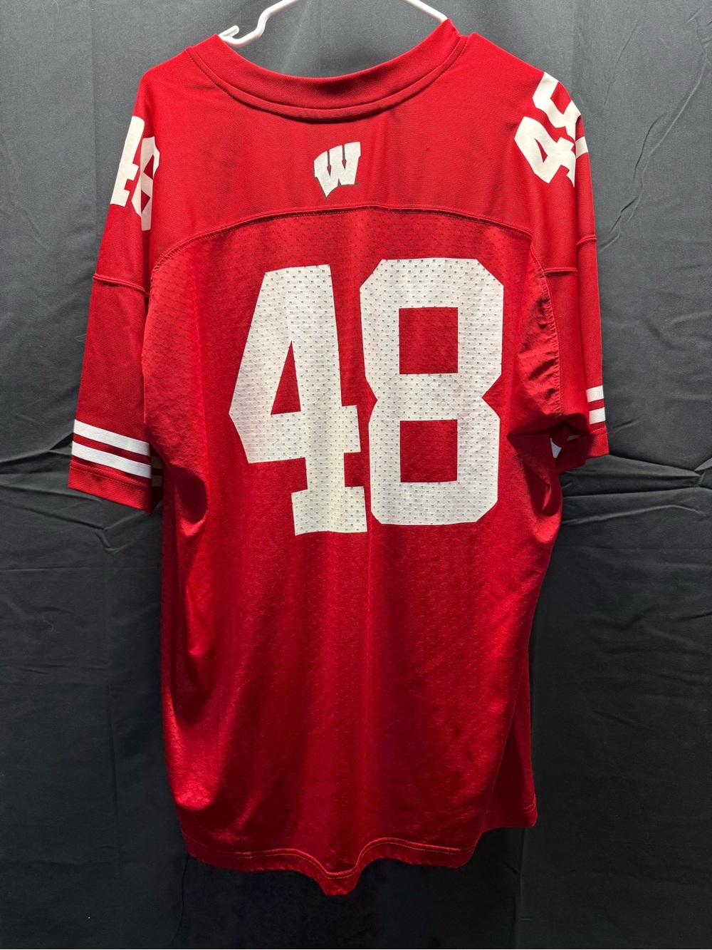 adidas Red Wisconsin Football Jersey #48 sz 2XL (8au)